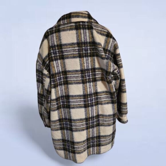 ONLY Rosa Long Plaid Shacket - Size Large - Picture 3 of 9